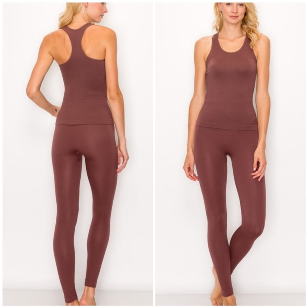 Mocha Raceback Tank and leggint set